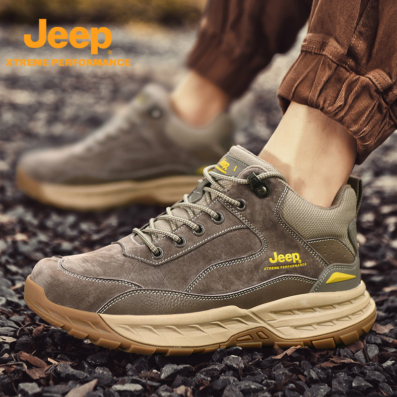 Jeep/吉普户外登山鞋露营旅游徒步鞋男士秋冬中帮防滑耐磨运动鞋