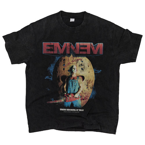 杀人魔杰森面具阿姆美式短袖T恤男水洗做旧磨破宽松newvintage棉