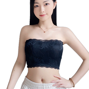 蕾丝抹胸内衣女无肩带打底防走光胸口神器白色内搭聚拢裹胸式上衣
