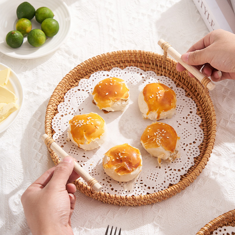 越南藤编托盘编织齐泉ins风