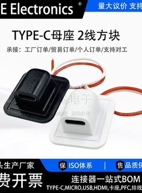 type-c母座手机充电母头USB C口 TPC充电口电源座改装 防水连接器