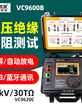 胜利VC9600B/S高压绝缘电阻测试仪自动量程USB联机多功能兆欧表