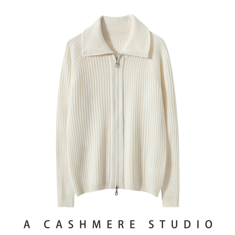 秋冬新款100%纯山羊绒女加厚翻领羊绒衫宽松拉链针织开衫毛衣外套,女装/女士精品,羊绒衫,淘宝优惠券,粉丝福利购,淘宝优惠卷