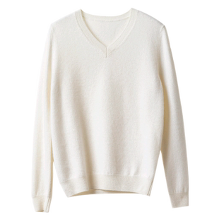 秋冬V领羊绒衫女100纯山羊绒套头短款打底长袖百搭针织打底薄毛衣