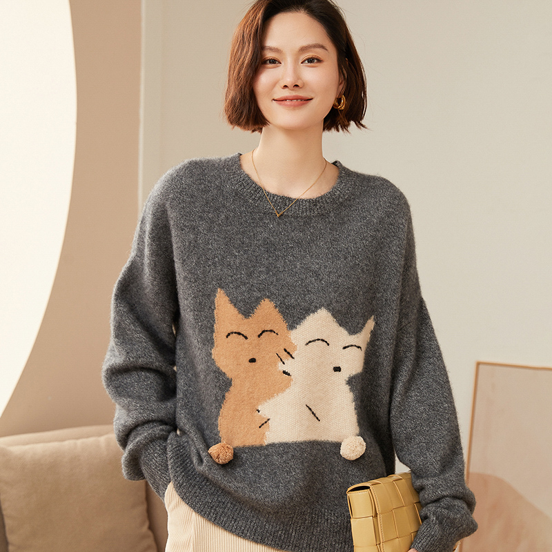 喜姿鹿长袖圆领减龄山羊绒衫