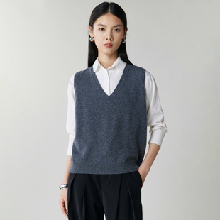 针织马甲背心纯色百搭叠穿坎肩 女V领无袖 秋冬新款 100%纯山羊绒衫
