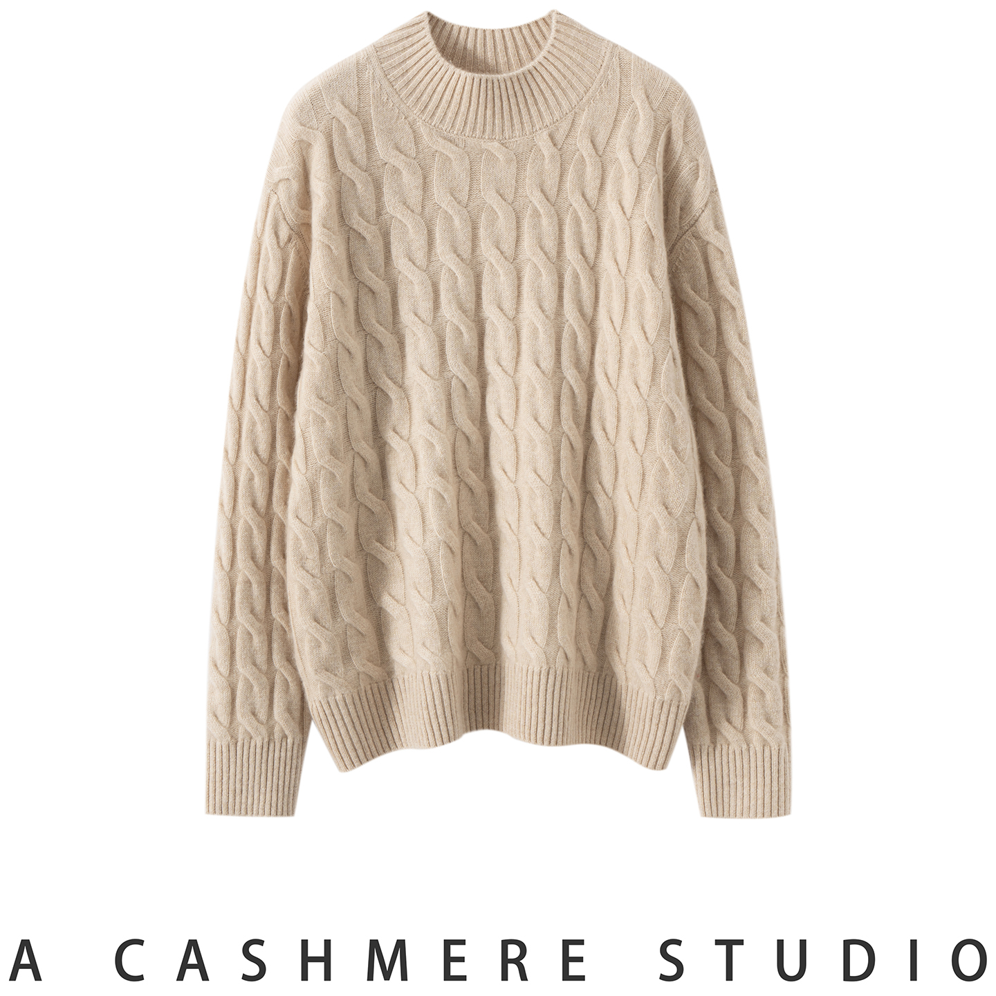 2025新款秋冬100%纯山羊绒女半高领绞花加厚针织衫毛衣宽松打底衫