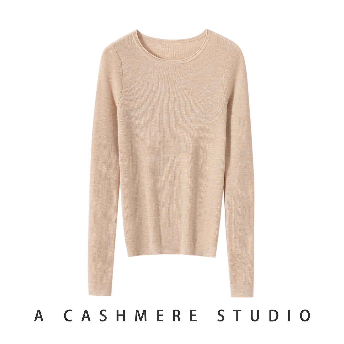 2025秋冬新款100%精纺扬子纱羊毛衫圆领针织打底衫女修身显瘦毛衣