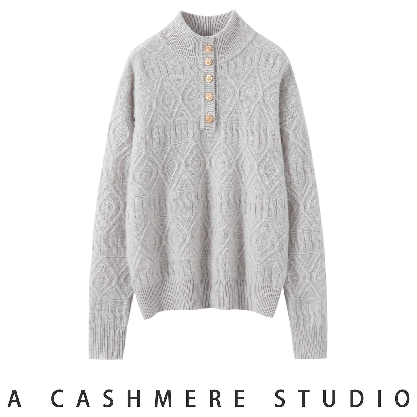 25秋冬新款休闲风立领系扣100%山羊绒衫舒适简约保暖时尚百搭宽松