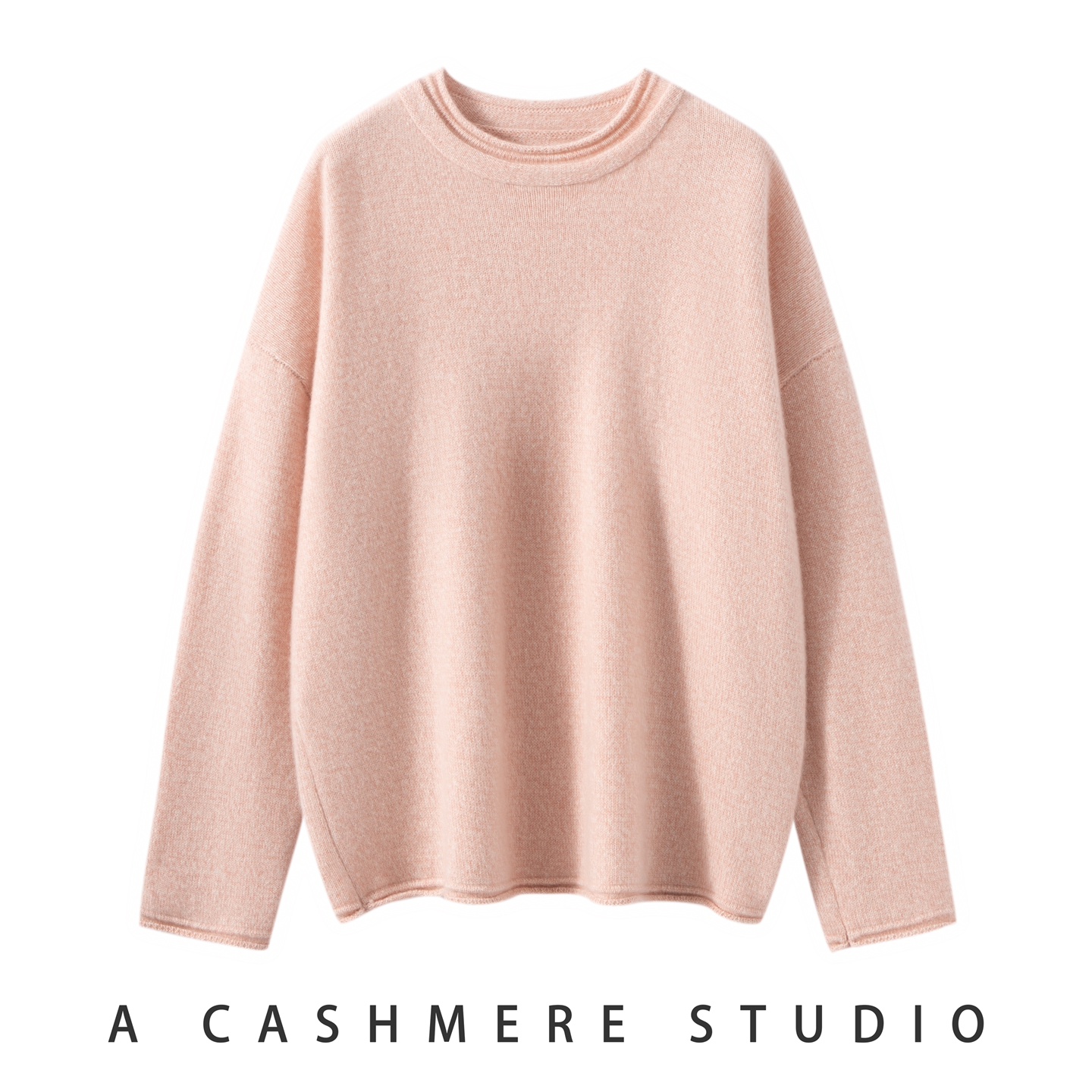 花纱卷边领100%纯山羊绒衫女加厚宽松内搭打底毛衣软糯保暖针织衫