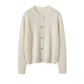 25秋冬新款 外套简约女上衣 圆领针织开衫 羊绒衫 女100%纯羊绒针织衫