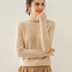 秋冬款堆堆领套头100%山羊绒衫女宽松百搭毛衣气质简约针织打底衫