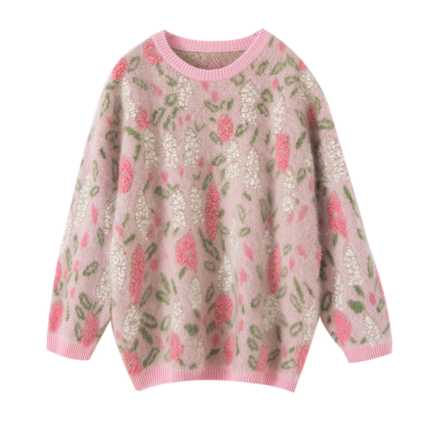 秋冬新款加厚100%纯山羊绒女拉绒立体花朵圆领针织衫宽松百搭毛衣,女装/女士精品,羊绒衫,淘宝优惠券,粉丝福利购,淘宝优惠卷