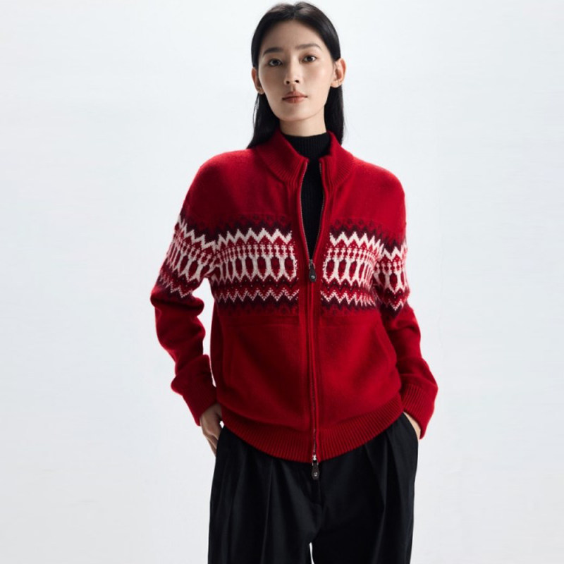 秋冬新款康赛妮100%山羊绒衫费尔岛半高领针织开衫女加厚毛衣外套,女装/女士精品,羊绒衫,淘宝优惠券,粉丝福利购,淘宝优惠卷