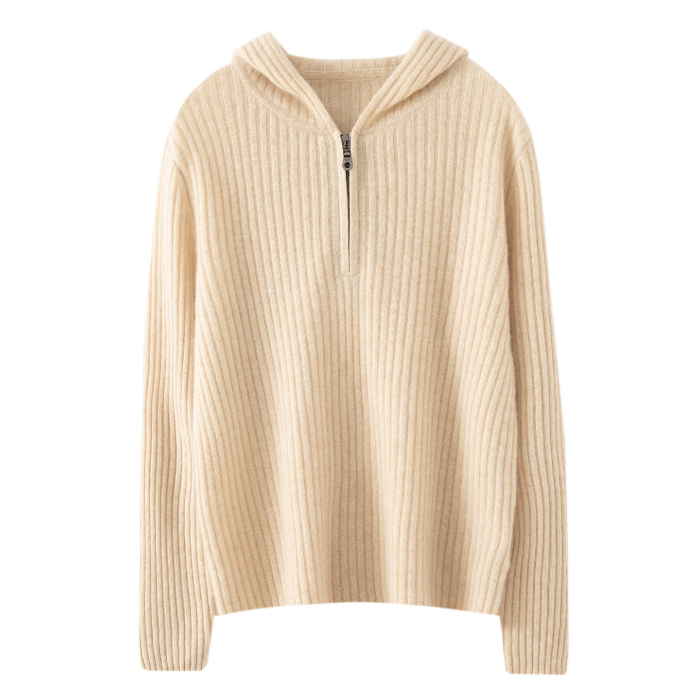 秋冬新款100%纯山羊绒衫女半拉链连帽坑条宽松休闲针织衫毛衣卫衣,女装/女士精品,羊绒衫,淘宝优惠券,粉丝福利购,淘宝优惠卷