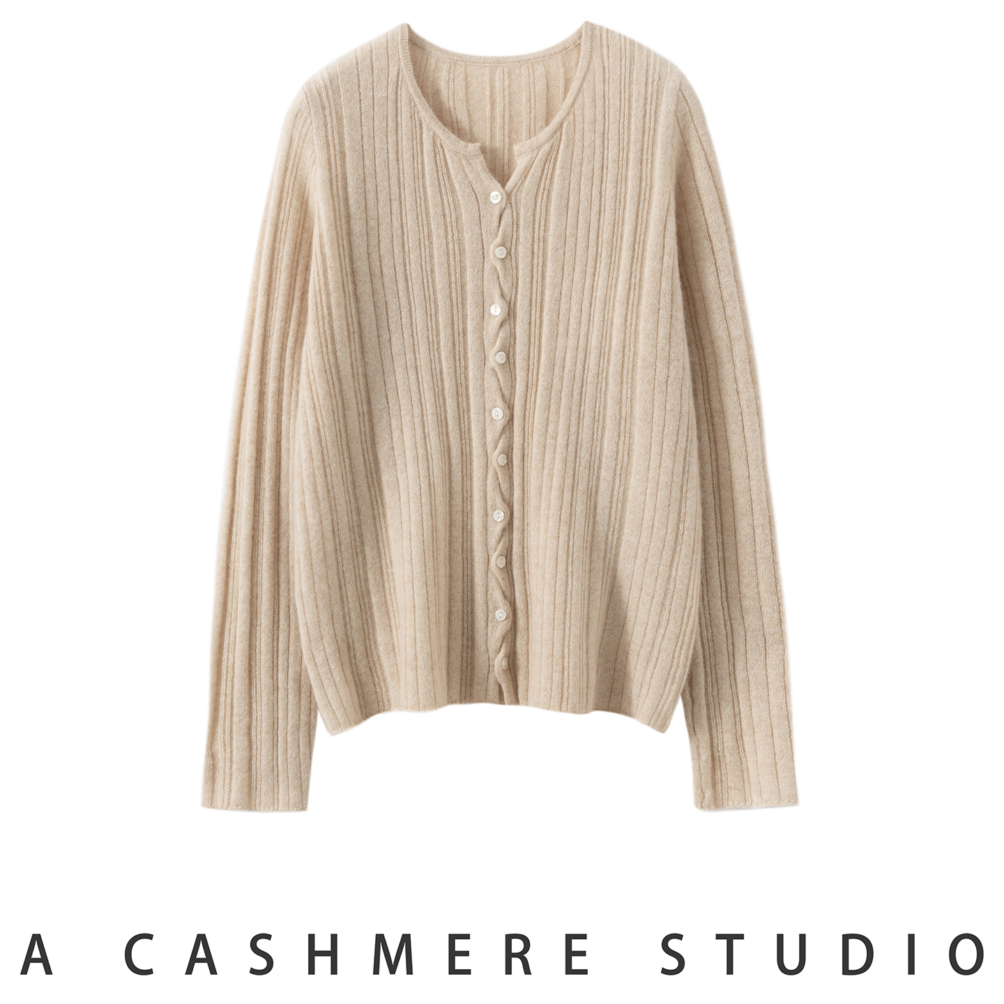 2025秋冬新款女圆领100%山羊绒多扣开衫亲肤舒适时尚百搭宽松外套