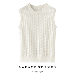 背心 马甲女圆领套头简约针织打底衫 2025秋冬新款 100%纯山羊绒无袖