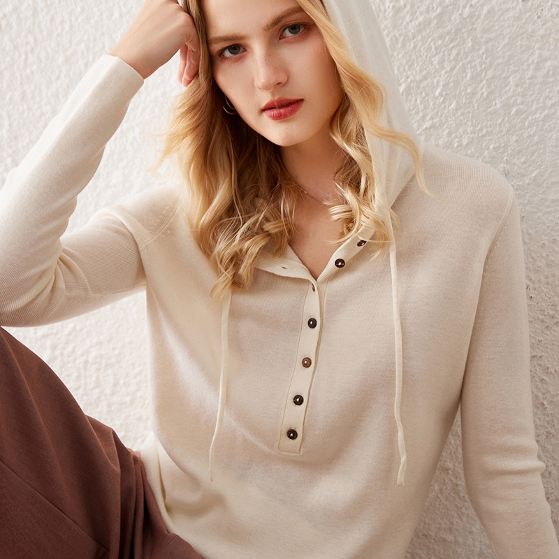 精仿100%羊毛连帽纯色套头羊毛衫