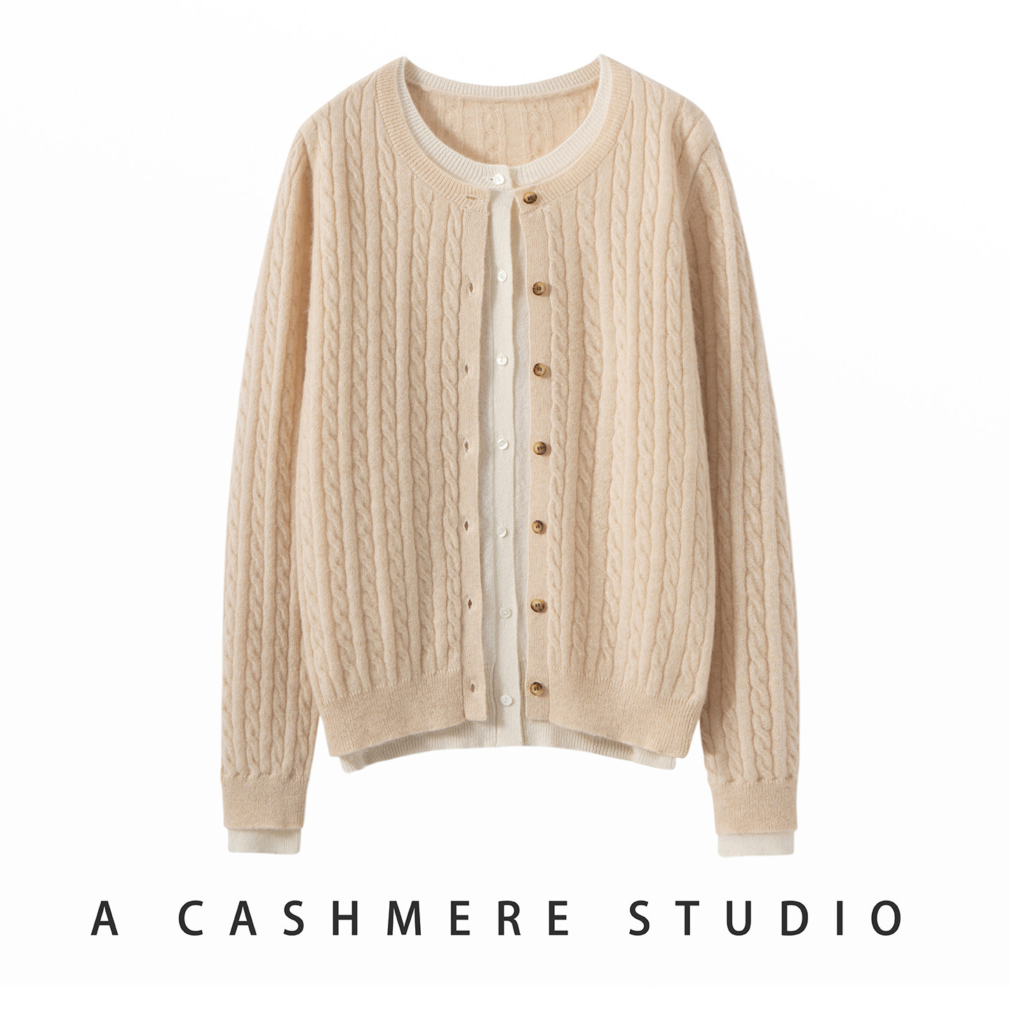 2025秋冬新款女圆领假两件100%山羊绒衫宽松百搭针织衫毛衣打底衫,女装/女士精品,羊绒衫,淘宝优惠券,粉丝福利购,淘宝优惠卷