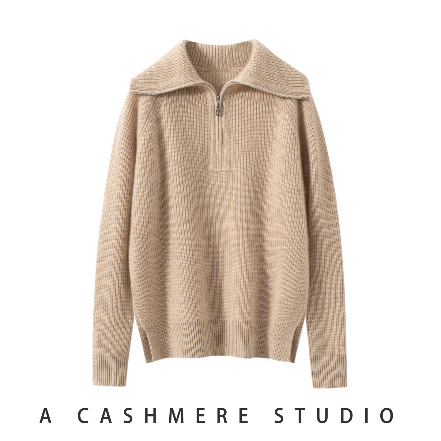 2025秋冬新款羊绒衫女100%山羊绒针织衫半拉链polo领加厚宽松套衫