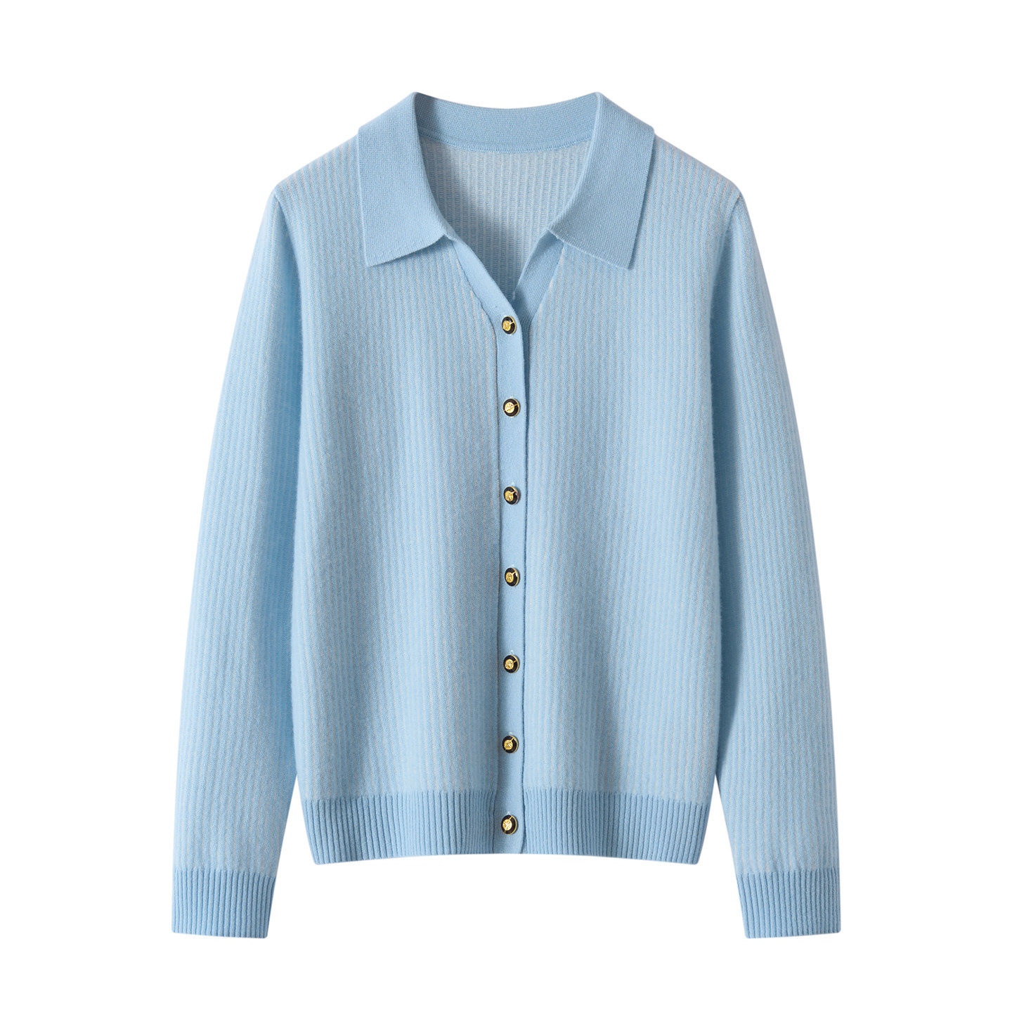 秋冬新款100%山羊绒衫女百搭时尚剪刀领衬衫外套保暖针织开衫毛衣