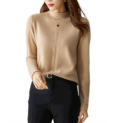 长袖半高领通勤纯山羊绒