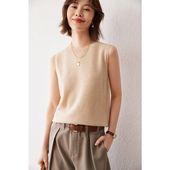 25秋冬新款 100纯山羊绒女无袖 套头无缝坎肩宽松软糯百搭针织打底