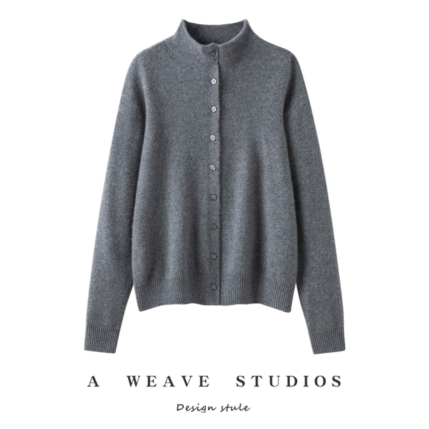 2025秋冬新款女100%山羊绒宽松纯色系扣开衫休闲时尚百搭简约外套