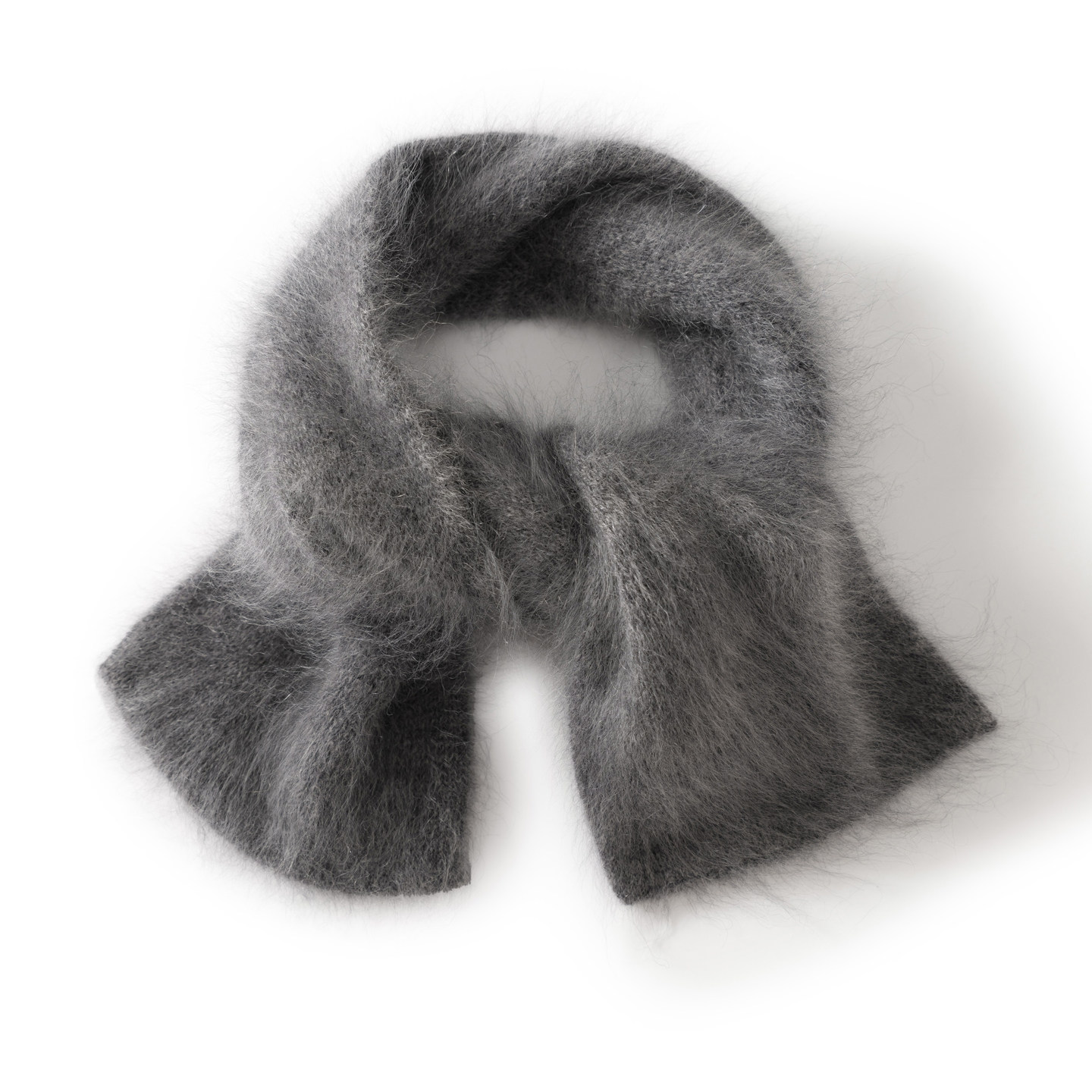 25秋冬新款100%纯山羊绒女拉绒针织穿孔围巾时尚百搭保暖纯色围脖