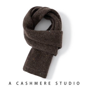 2025秋冬新款100山羊绒亲子情侣纯色百搭软糯点子纱保暖针织围巾