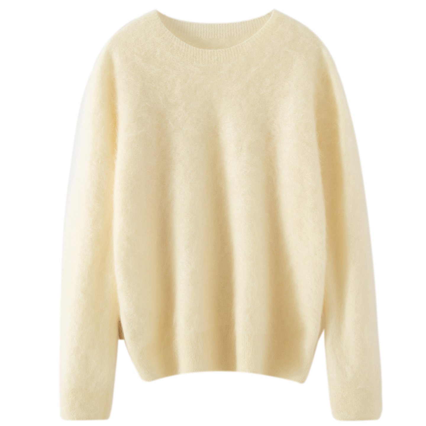 云感拉绒100%山羊绒衫女圆领套头针织衫秋冬软糯保暖宽松百搭上衣