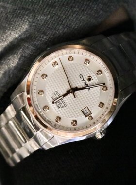 瑞士CYMA西马商务休闲白盘水钻精钢自动机械男表低折扣现货保修