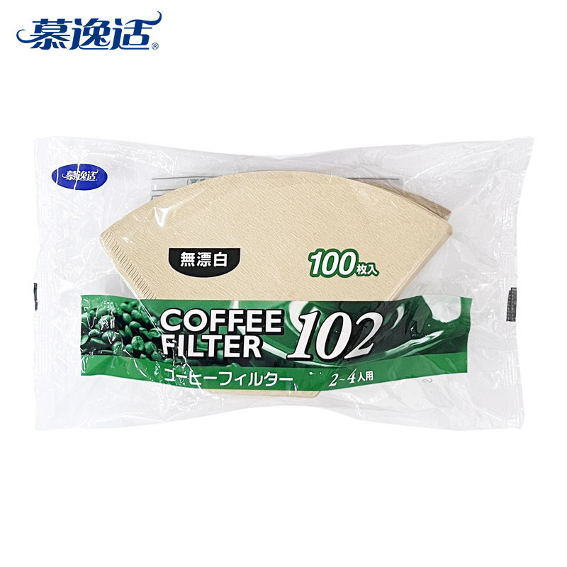 慕逸适日本进口手冲现磨咖啡滤纸1-4人用多规格100枚原木浆一次性