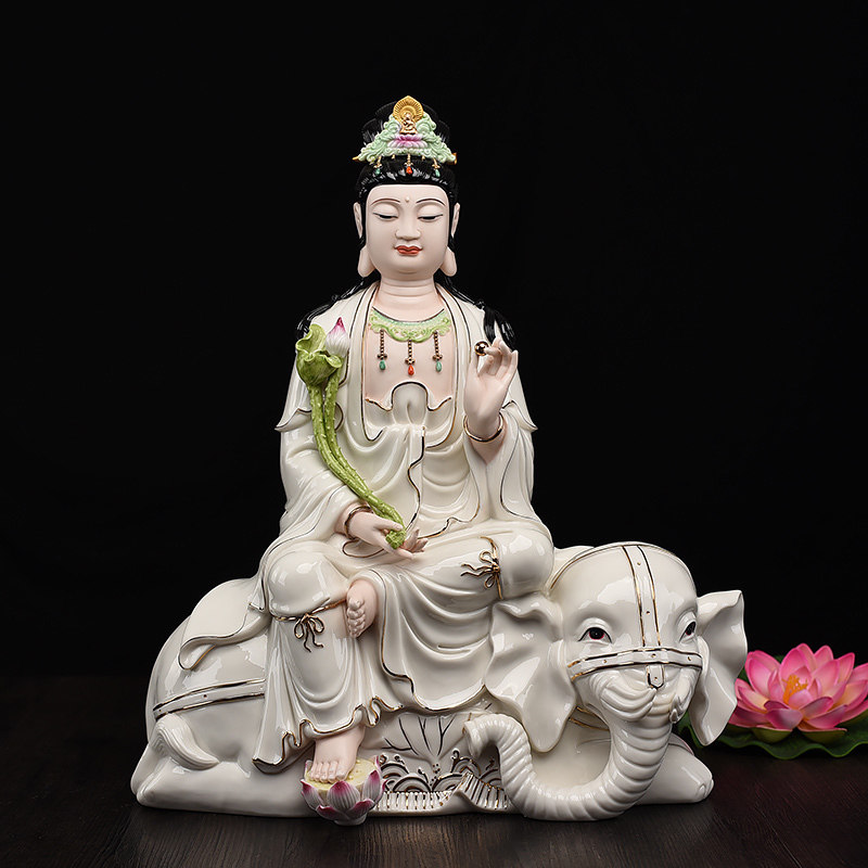 慧鑫佛具陶瓷佛像普贤文殊菩萨白描释迦摩尼佛像德化白瓷供奉摆件