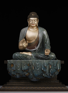 大尊铜彩铜华严三圣释迦牟尼文殊菩萨普贤菩萨供奉佛像摆件寺庙