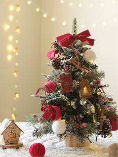 圣诞树小型迷你桌面带灯diy布置ins摆件2025新款圣诞节装饰品家用