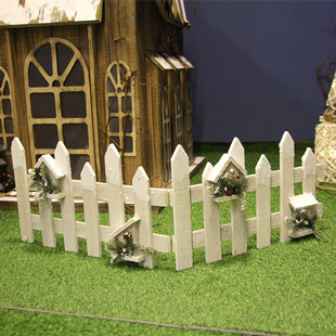 圣诞节原木木头白色栅栏道具家用圣诞树树围树裙道具布置装饰品