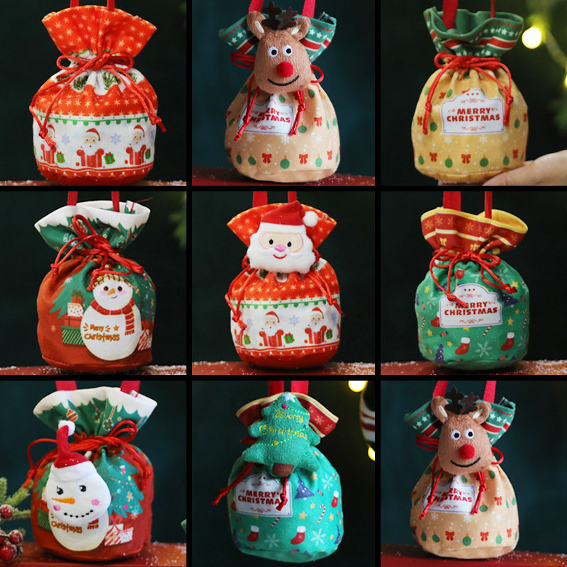 圣诞节苹果袋儿童礼物袋小礼品袋平安夜糖果老人手提装饰品包装盒