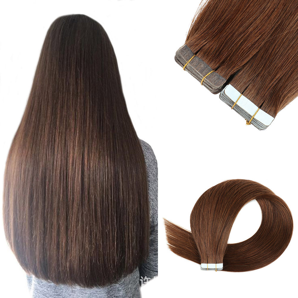 假发 真人发 #4 Tape in human hair 胶片发PU发 厂家批发跨境