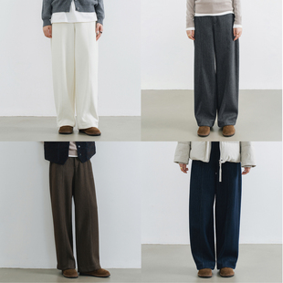 梭家｜搭配天使｜简约通勤斜纹牛仔针织布保暖秋冬女士休闲裤 宽松