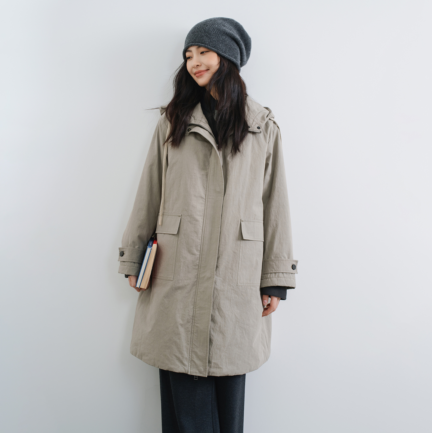 新疆棉日系连帽风衣棉服