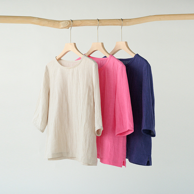 五分袖通勤亚麻文艺常规