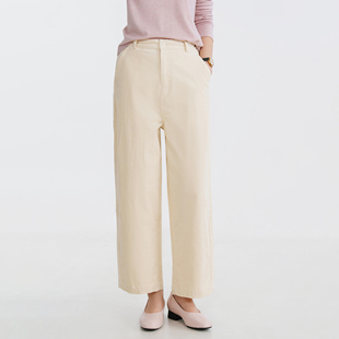 休闲长裤 女新款 宽松 春季 梭家｜流云｜简约通勤米白色灯芯绒直筒裤
