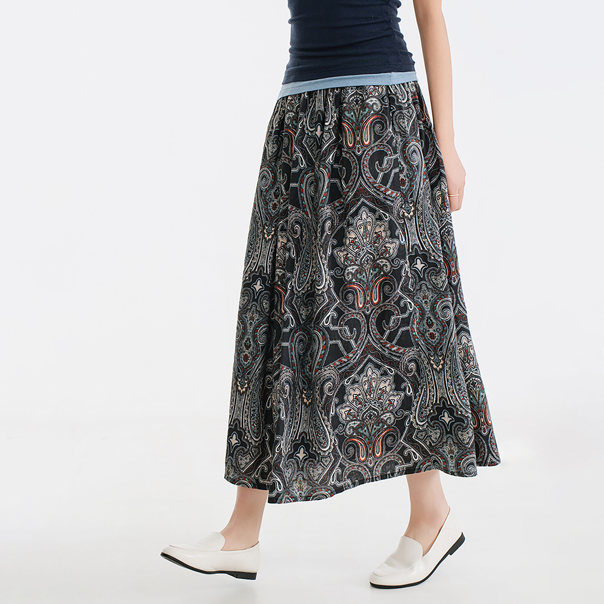 梭家｜一瞬间的清醒｜文艺复古纯亚麻碎花中长半身裙春夏女棉麻裙