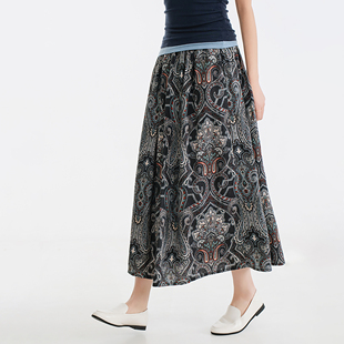 梭家｜一瞬间的清醒｜文艺复古纯亚麻碎花中长半身裙春夏女棉麻裙