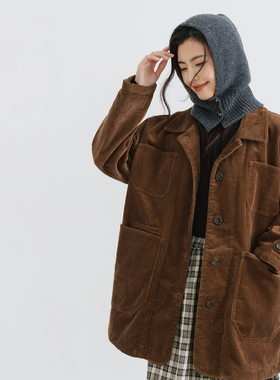 梭家|摩卡书店｜新雪丽高效保暖 焦糖色灯芯绒秋冬女棉服文艺外套