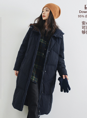 梭家|无名日子｜无惧严寒 匈牙利95白鹅绒钢蓝色匹马棉长款羽绒服