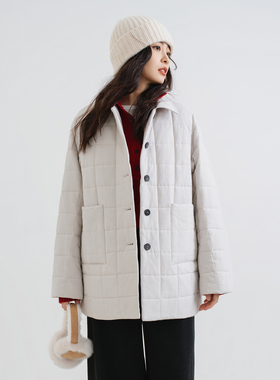 梭家｜描述记忆｜新雪丽棉服高效保暖 白色羊毛棉绗缝文艺感外套