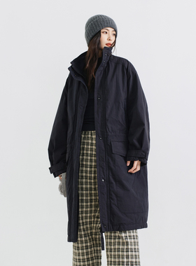 梭家｜偶然记得｜新雪丽高效保暖外套 藏青色风衣中长款棉服大衣