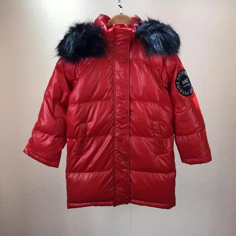 ab*品牌撤柜童装中大童男女童中长款亮面羽绒服儿童冬季鸭绒外套